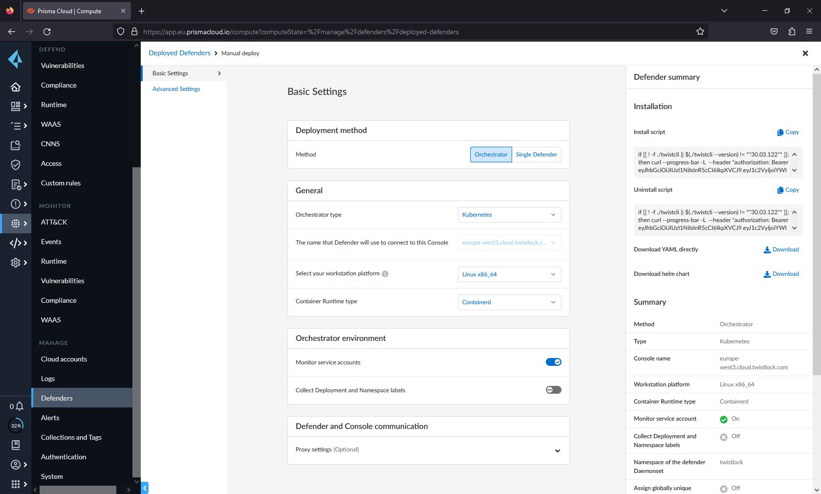 Manual deployment view.