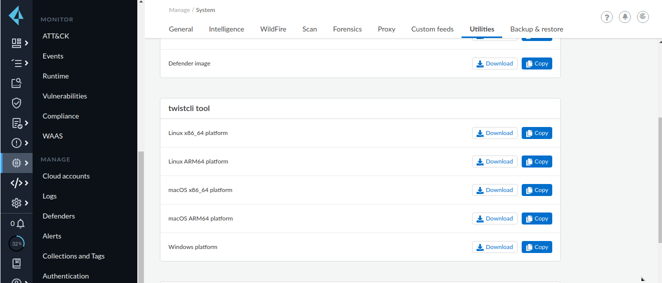 Different versions of twistcli tool.