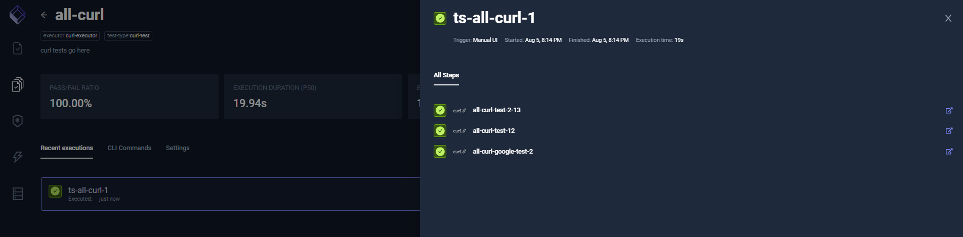 Test suite that has three curl tests